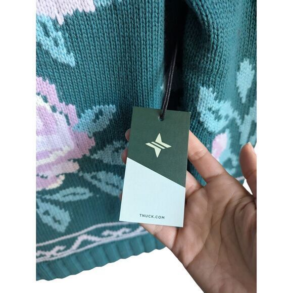 Tuckernuck Dahlia sweater size S cashmere blend floral turtleneck NEW - Picture 4 of 7